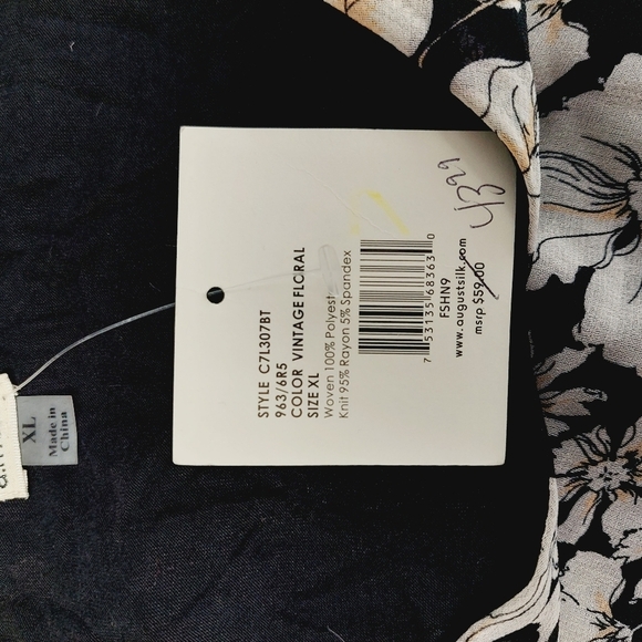 a.moon Floral Print Black & White Long Sleeve Blouse Top 1252 - Picture 7 of 9